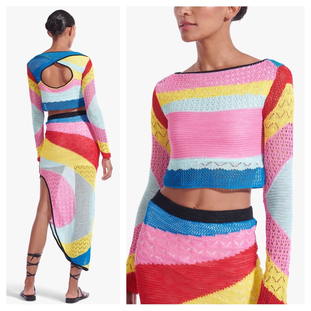 NWT Staud Rainbow Stripe Colorblock Sweater